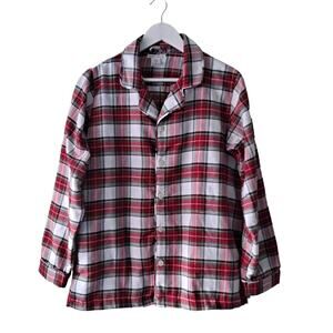 Pottery Barn Kids Stewart Plaid Flannel Pajama Shirt Top Unisex Adult Size Small